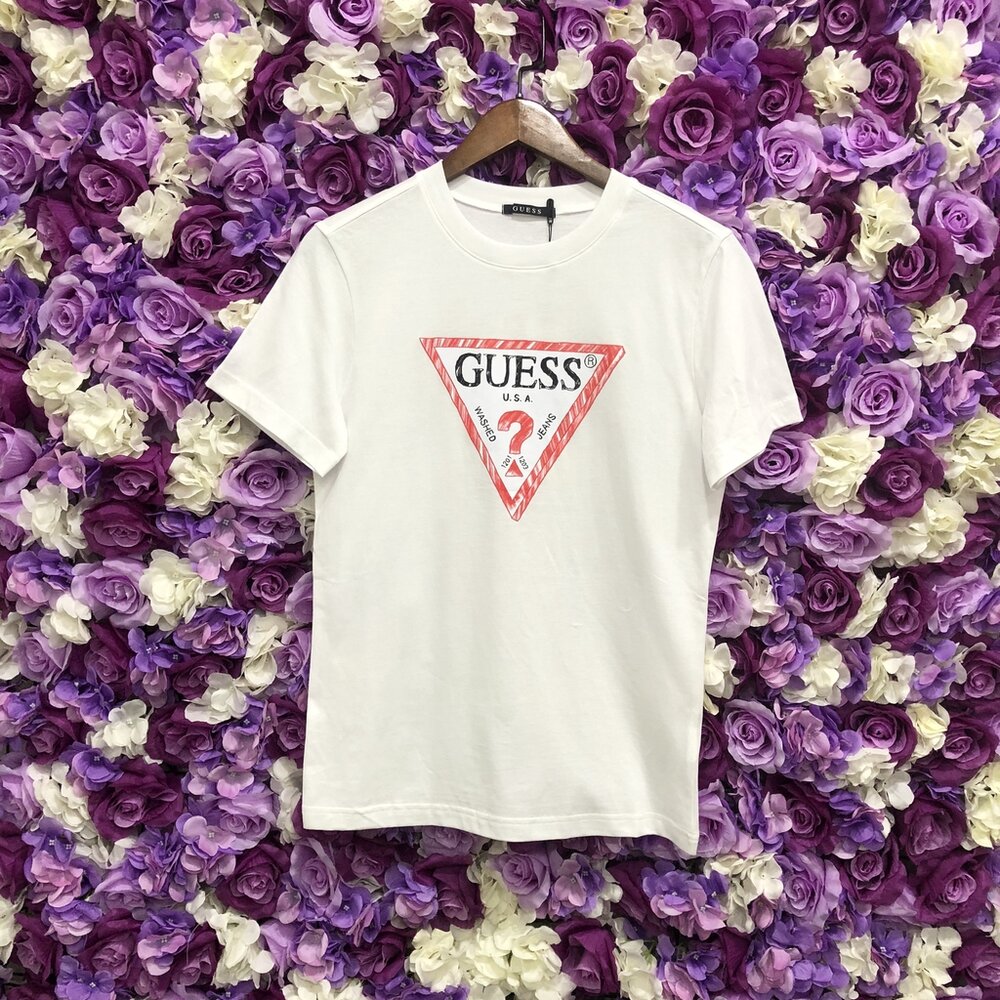 GUESS 短袖 經典 倒三角 大LOGO 短T 黑色 白色 粉色 韓國貨 情侶款-圖片-5