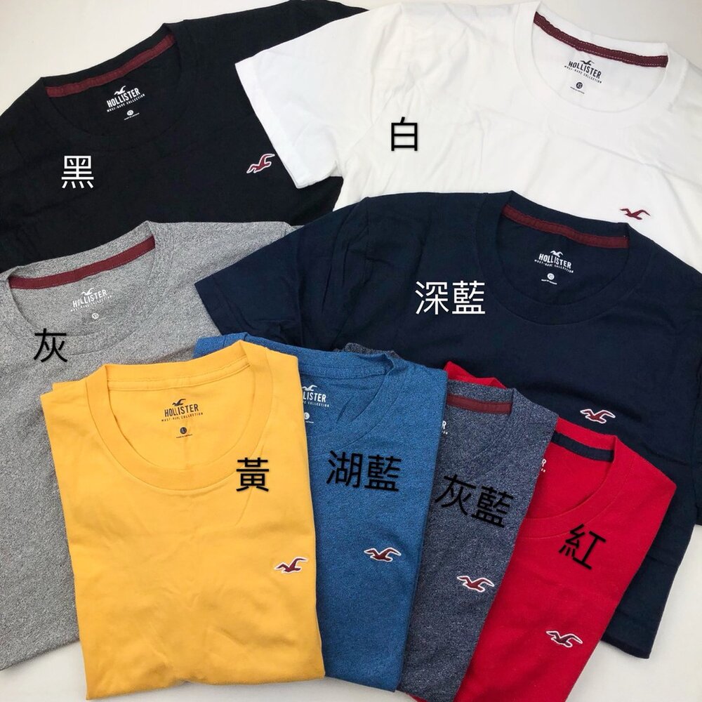 Hollister HCO 海鷗 刺繡 小Logo 素t 短袖 t 恤 休閒外出 情侶裝 多色可挑-圖片-5