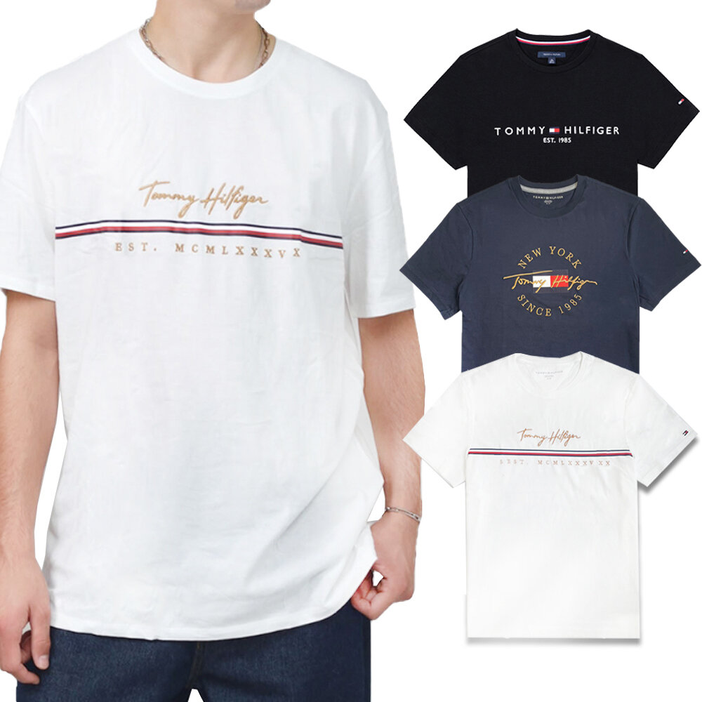 20981074477-Tommy Hilfiger 成人 經典LOGO 刺繡LOGO 短袖上衣 短T 短袖T恤 男生衣著 情侶款