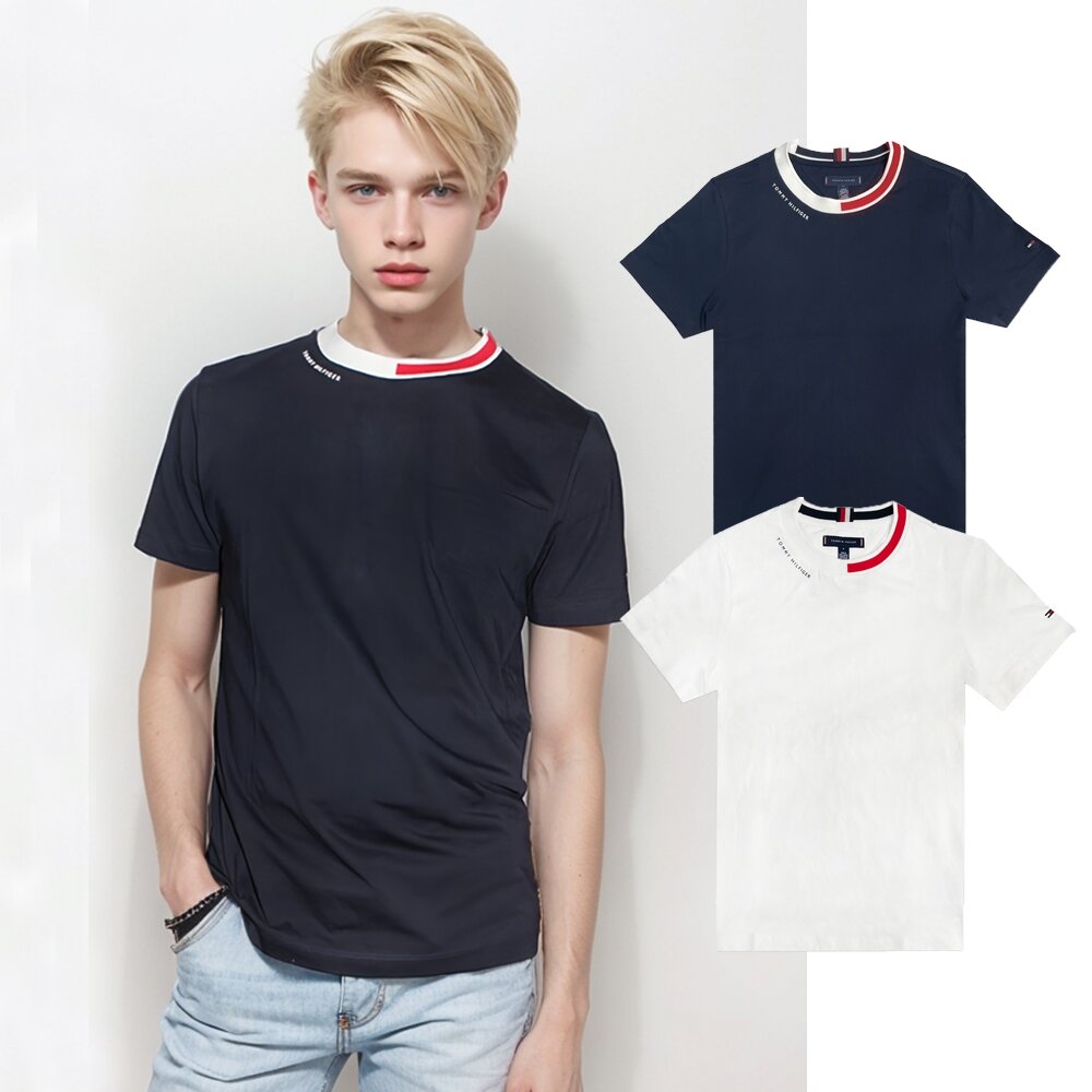 20993764339-Tommy Hilfiger 湯米 短袖 領口紅標 兩色選擇 情侶款