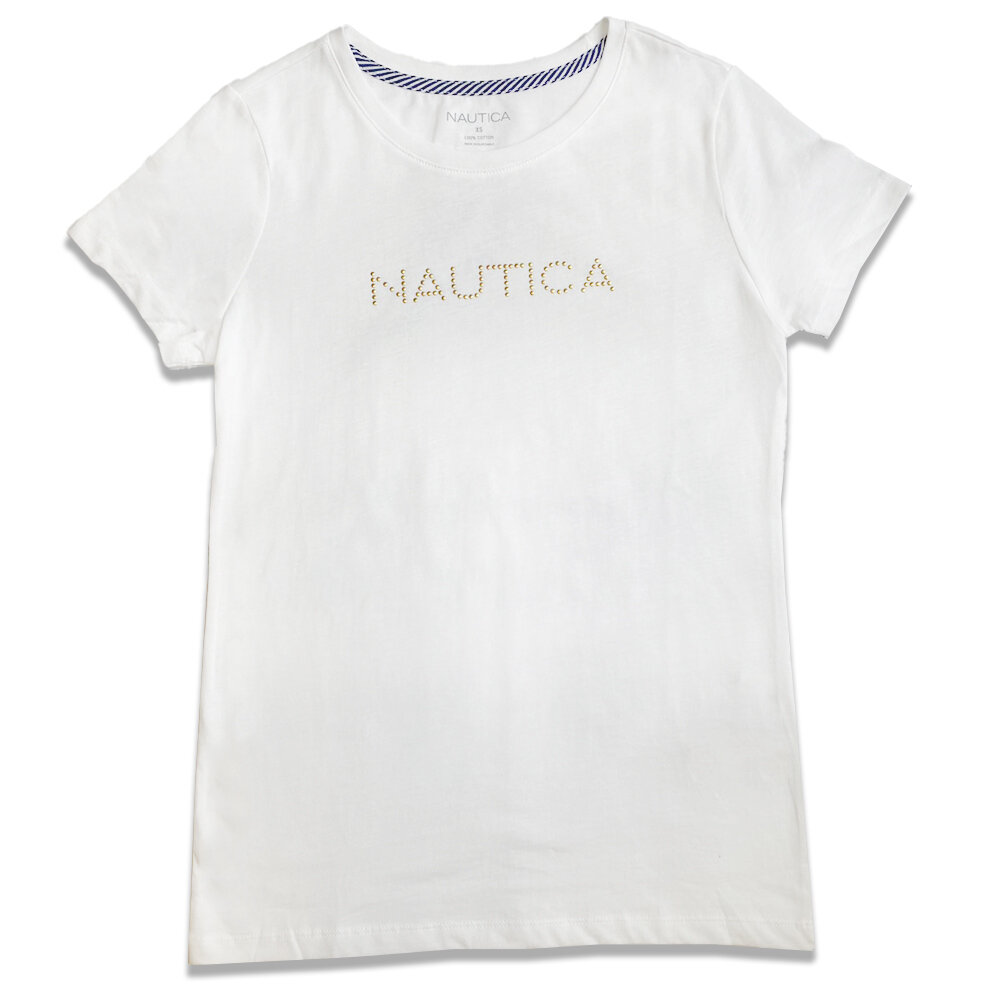 NAUTICA 女生 短袖 鉚釘 中logo 上衣 女生上衣 女生短袖 休閒短袖 美國代購-圖片-1