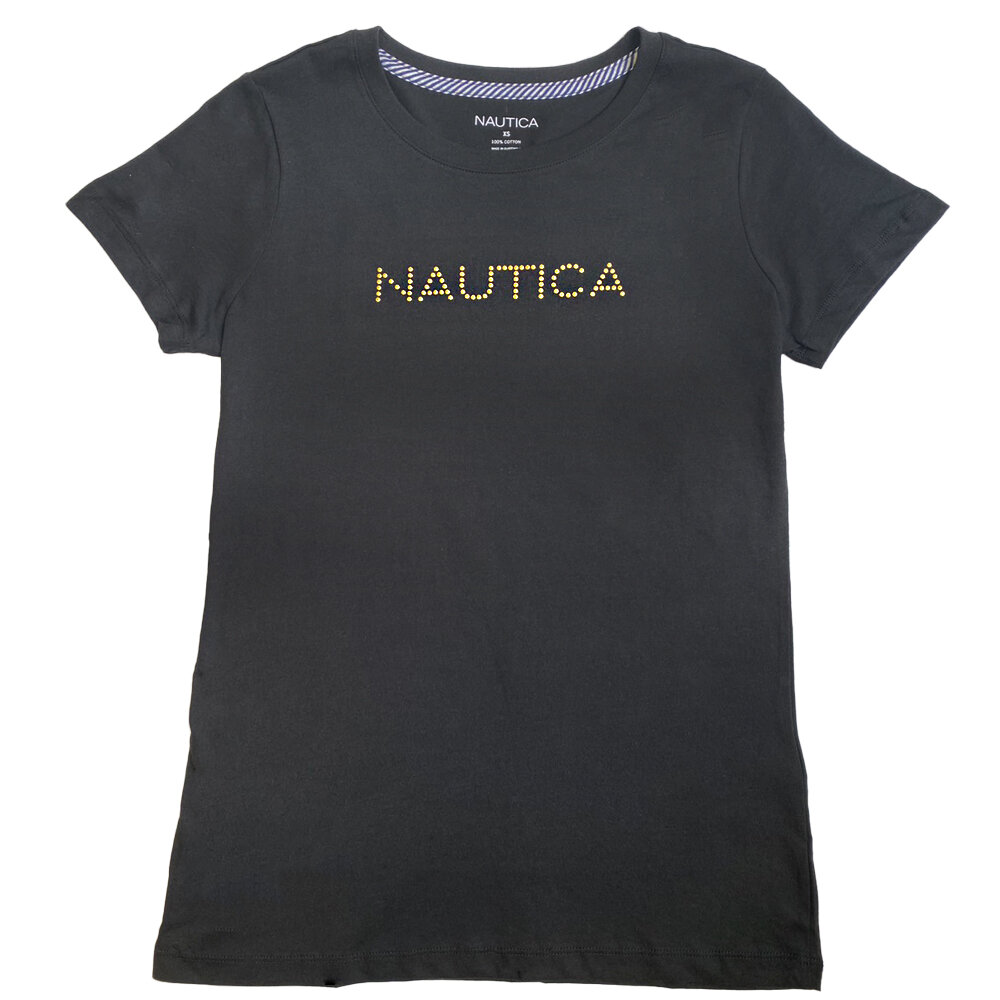 NAUTICA 女生 短袖 鉚釘 中logo 上衣 女生上衣 女生短袖 休閒短袖 美國代購-圖片-2