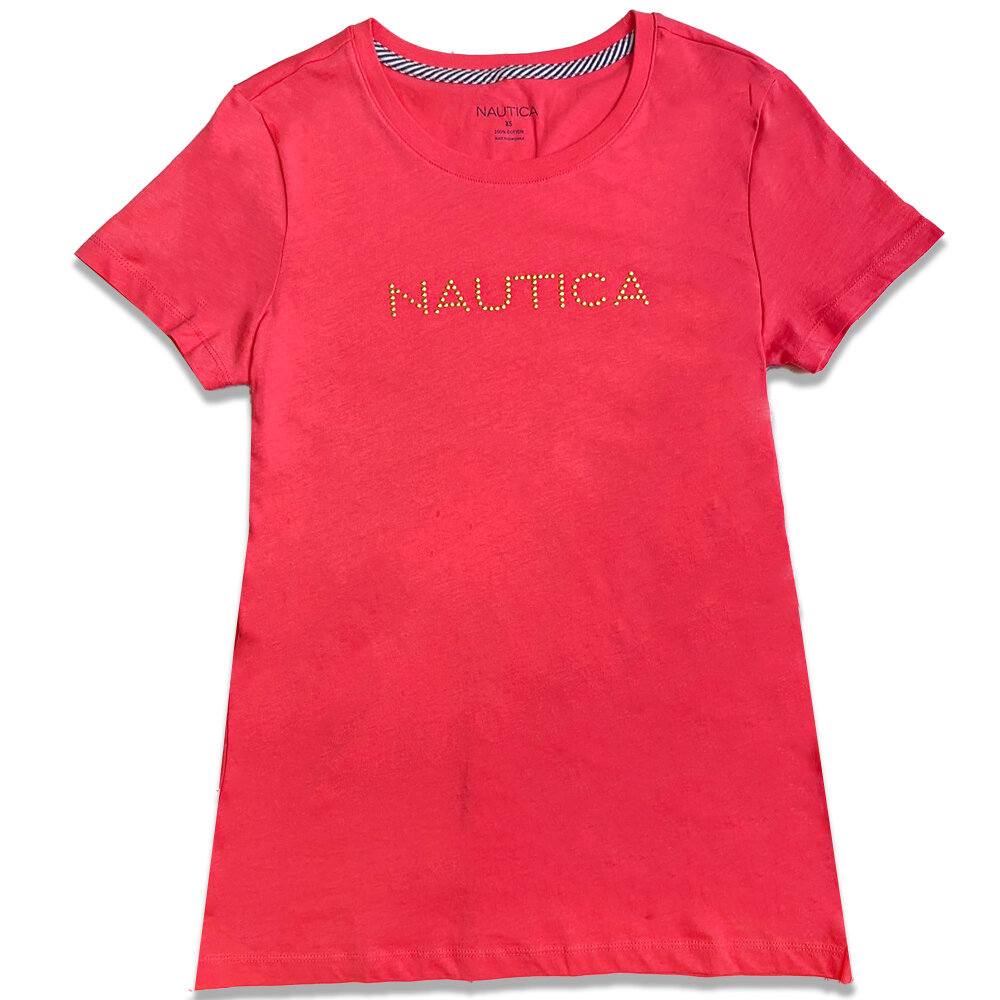 NAUTICA 女生 短袖 鉚釘 中logo 上衣 女生上衣 女生短袖 休閒短袖 美國代購-圖片-3