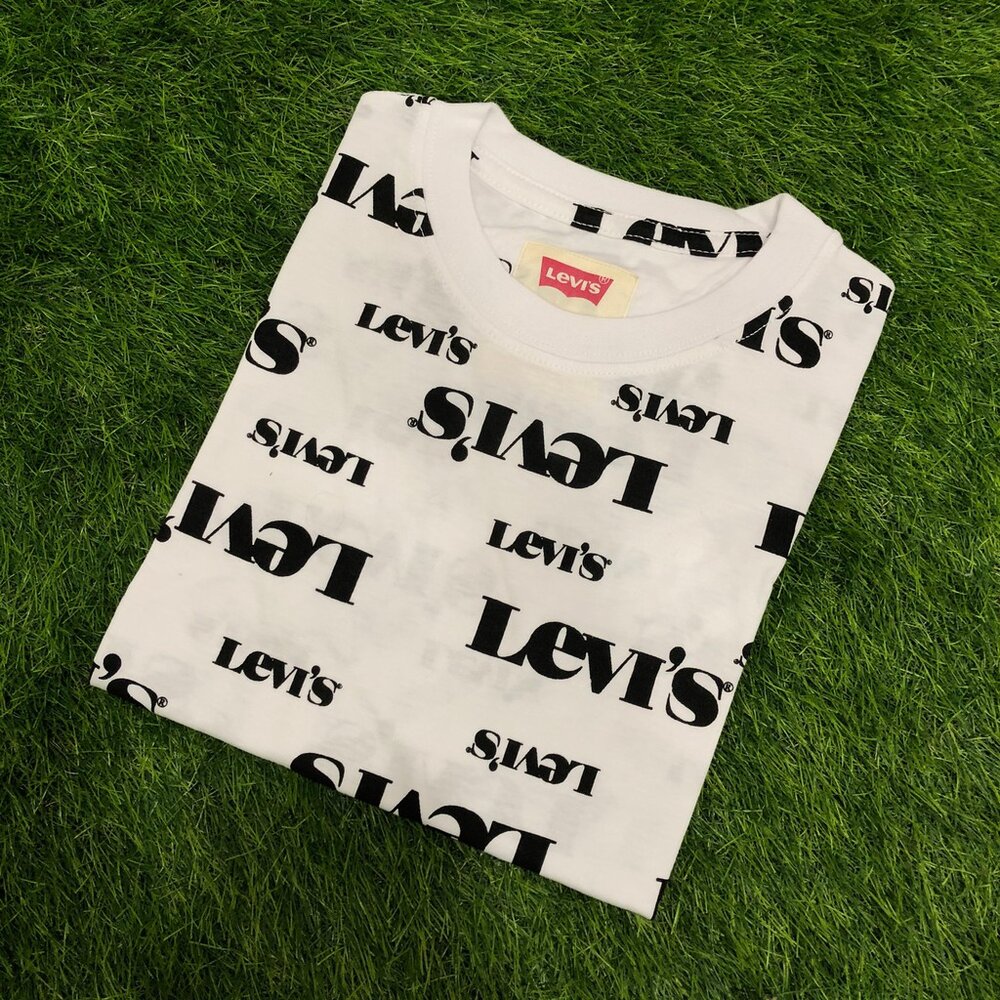 Levis 青年版 經典文字 大Logo 圓領短T 白色 情侶裝-圖片-11