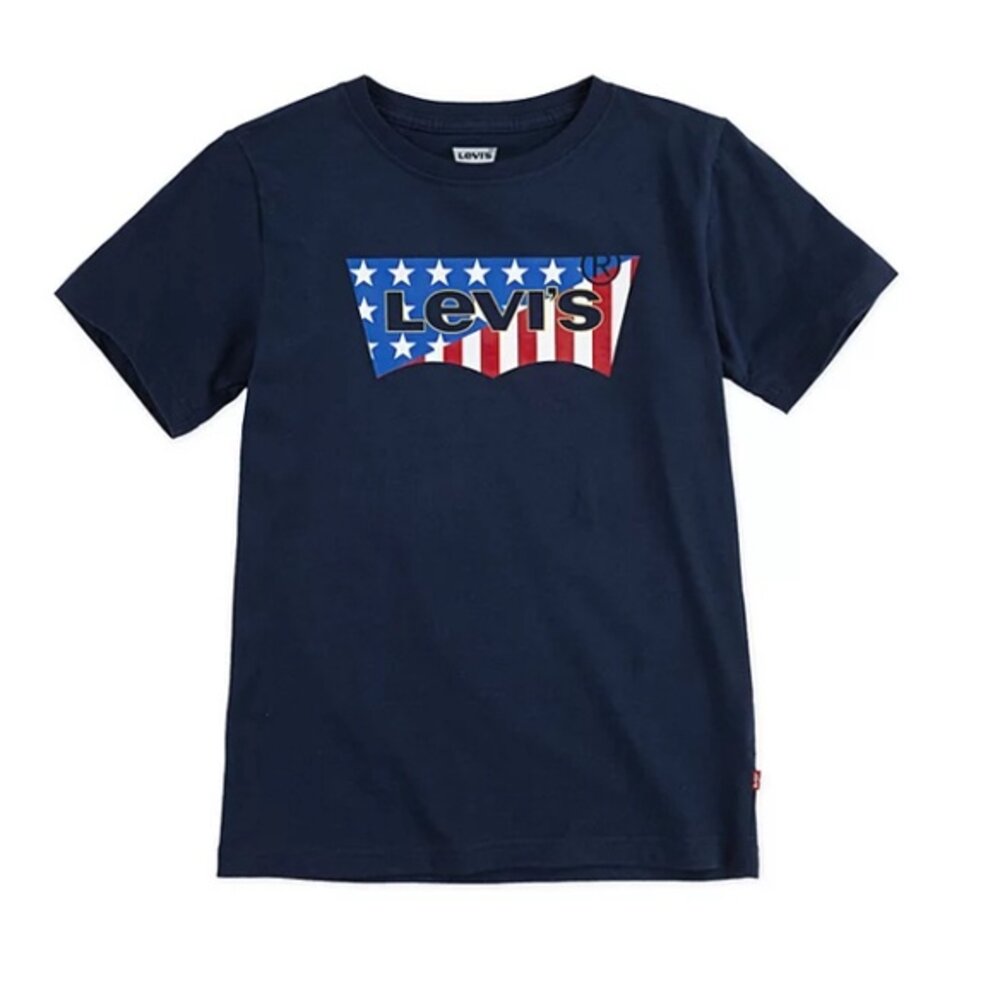 Levis 青年版 經典文字 大Logo 圓領短T 白色 情侶裝-圖片-3