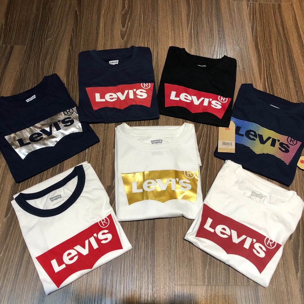 Levis 青年版 經典文字 大Logo 圓領短T 白色 情侶裝-圖片-4