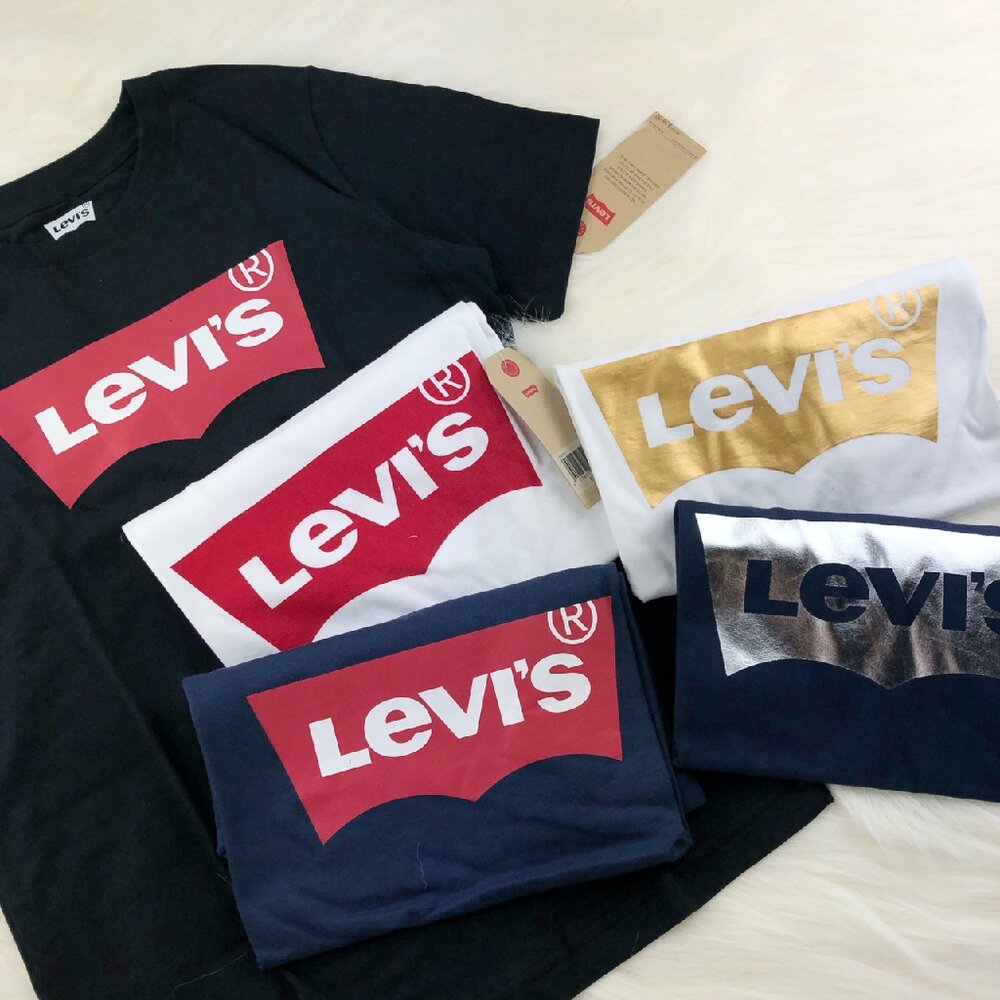 Levis 青年版 經典文字 大Logo 圓領短T 白色 情侶裝-圖片-5