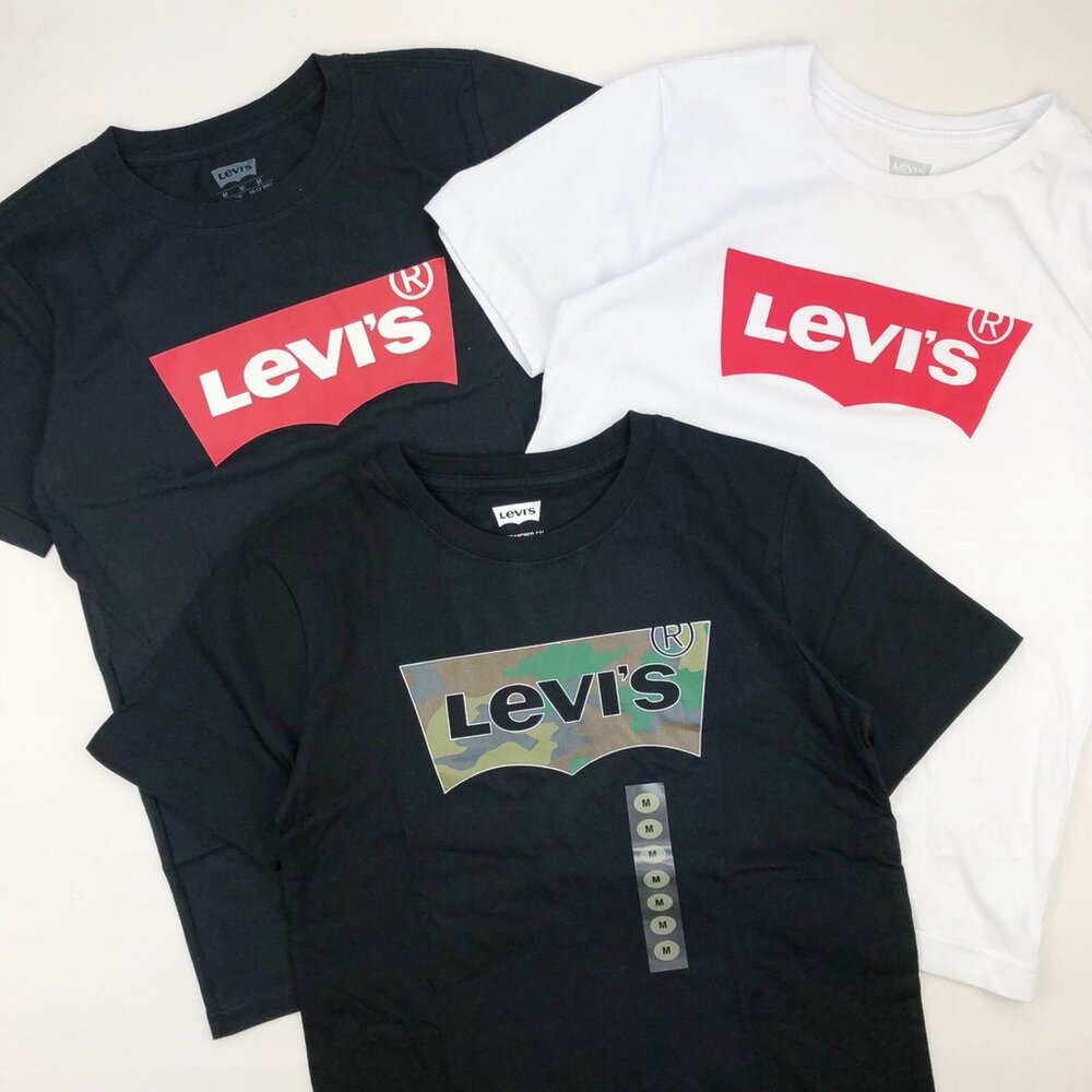 Levis 青年版 經典文字 大Logo 圓領短T 白色 情侶裝-圖片-6