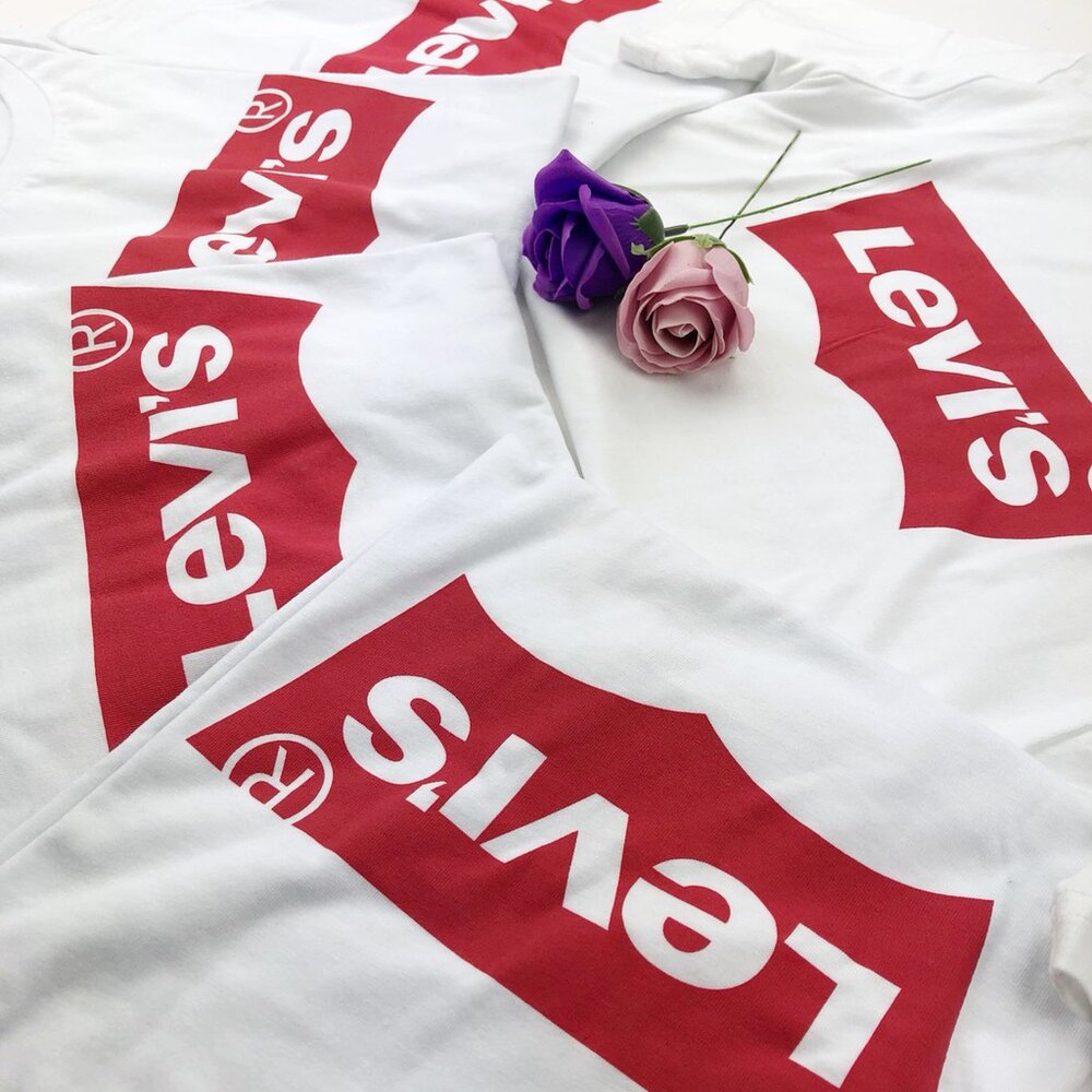 Levis 青年版 經典文字 大Logo 圓領短T 白色 情侶裝-圖片-8