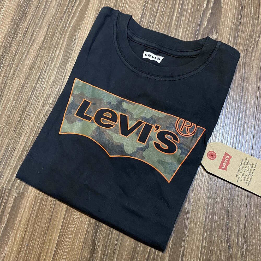 Levis 青年版 經典文字 大Logo 圓領短T 白色 情侶裝-圖片-9