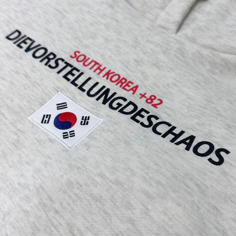 韓版 SOUTH KOREA +82 帽T 內刷毛 長袖 韓國國旗長袖 長T 刺繡國旗 寬鬆-圖片-2