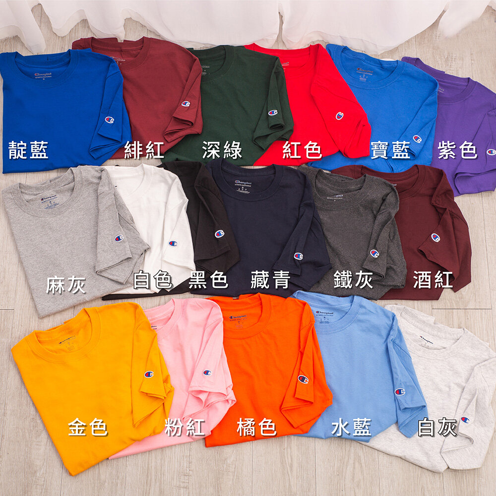 Champion 冠軍 短袖 情侶裝 T425 美規 6.1oz 刺繡logo 素T 短袖上衣 大尺碼 男生衣著-圖片-2