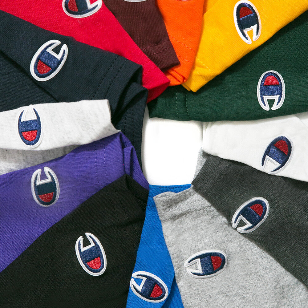 Champion 冠軍 短袖 情侶裝 T425 美規 6.1oz 刺繡logo 素T 短袖上衣 大尺碼 男生衣著-圖片-3