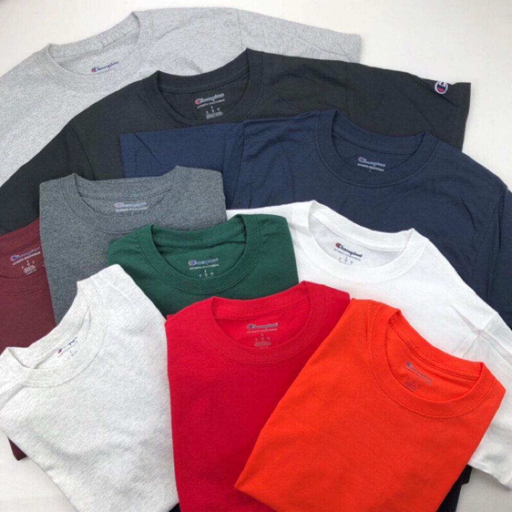 Champion 冠軍 短袖 情侶裝 T425 美規 6.1oz 刺繡logo 素T 短袖上衣 大尺碼 男生衣著-圖片-5