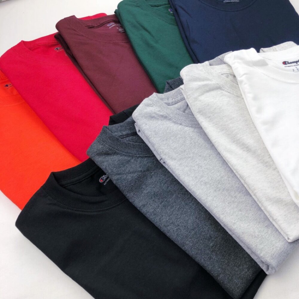 Champion 冠軍 短袖 情侶裝 T425 美規 6.1oz 刺繡logo 素T 短袖上衣 大尺碼 男生衣著-圖片-6