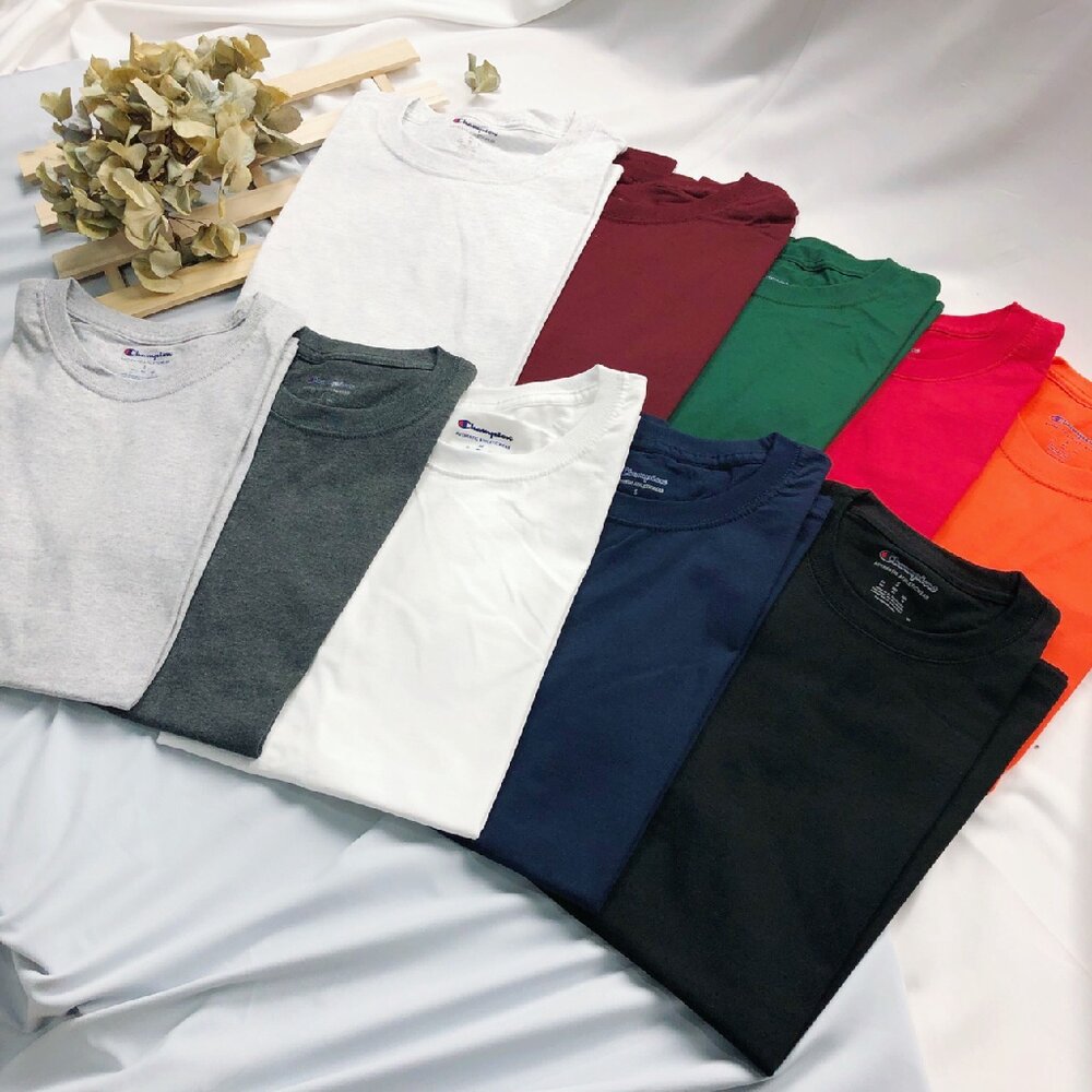 2241313309-Champion 冠軍 短袖 情侶裝 T425 美規 6.1oz 刺繡logo 素T 短袖上衣 大尺碼 男生衣著