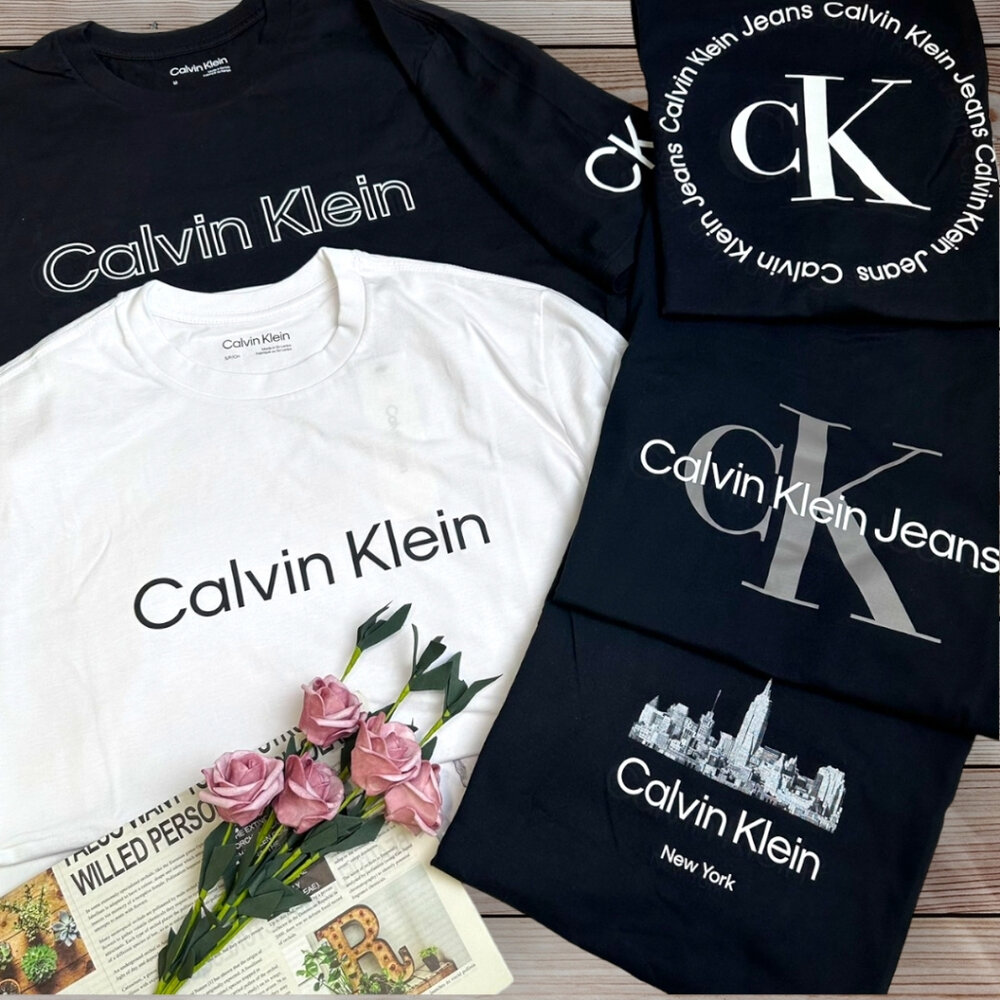 Calvin Klein CK 男版 短T 短袖 印膠LOGO 短袖上衣 情侶裝 黑白兩色 T恤 現貨-圖片-1