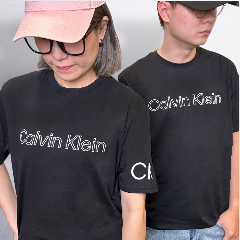 Calvin Klein CK 男版 短T 短袖 印膠LOGO 短袖上衣 情侶裝 黑白兩色 T恤 現貨-圖片-10