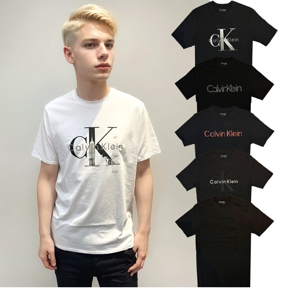 CalvinKleinCK男版短T短袖印膠LOGO短袖上衣情侶裝黑白兩色T恤現貨