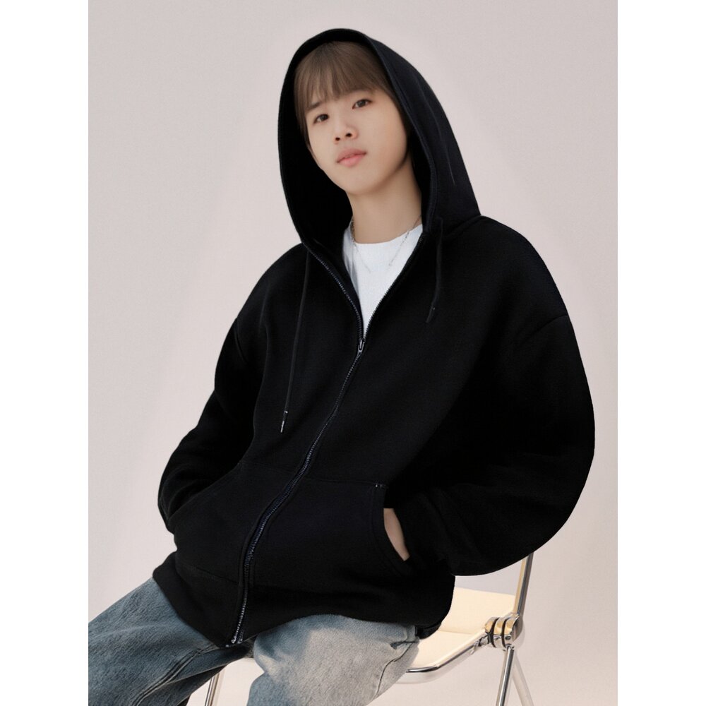 韓版 內刷毛 素面 高磅數 厚棉 連帽外套 情侶款 黑色 灰色 白灰色 80192-圖片-10