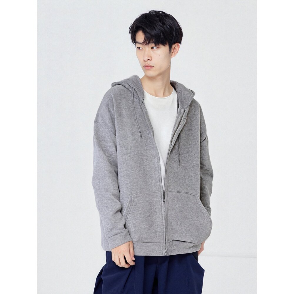 韓版 內刷毛 素面 高磅數 厚棉 連帽外套 情侶款 黑色 灰色 白灰色 80192-圖片-11