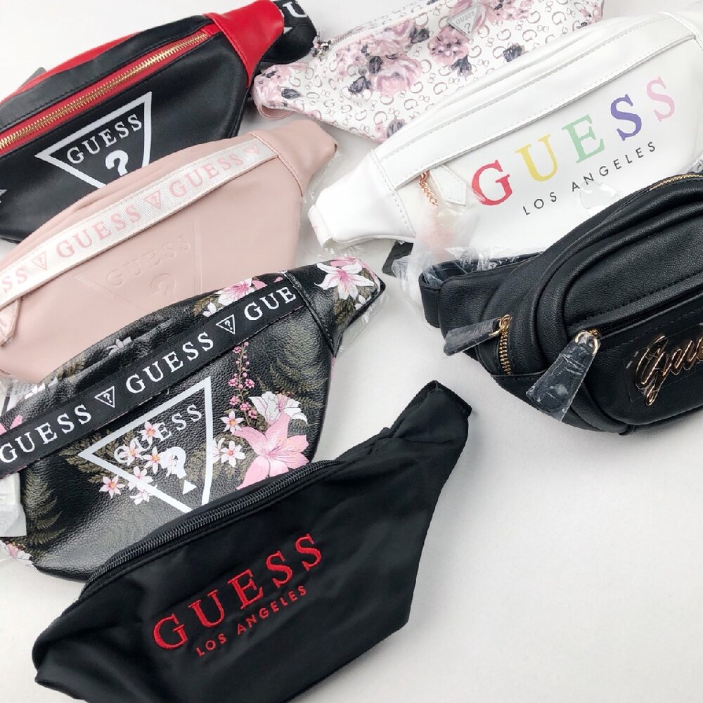 2279064221-GUESS  白皮革 金屬扣環  小背包 胸包 斜背包 側背包 Guess小包 Guess腰包 多款現貨