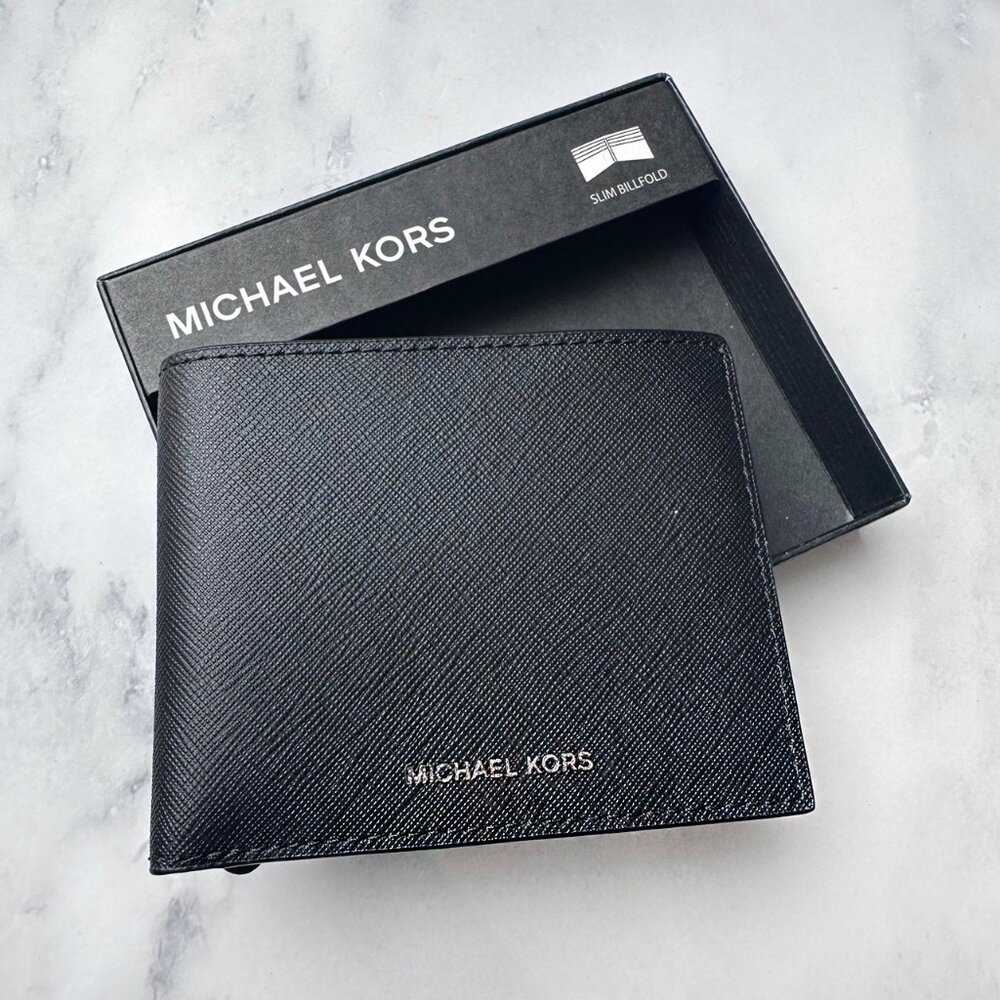 Michael kors Mk 短夾 經典 滿版 搭配鐵牌logo 防刮 男生短夾 八卡 零錢袋 正品 現貨 美國代購-圖片-5