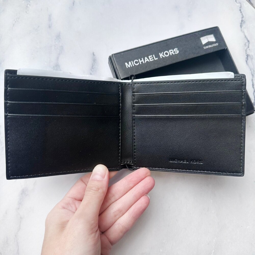Michael kors Mk 短夾 經典 滿版 搭配鐵牌logo 防刮 男生短夾 八卡 零錢袋 正品 現貨 美國代購-圖片-6