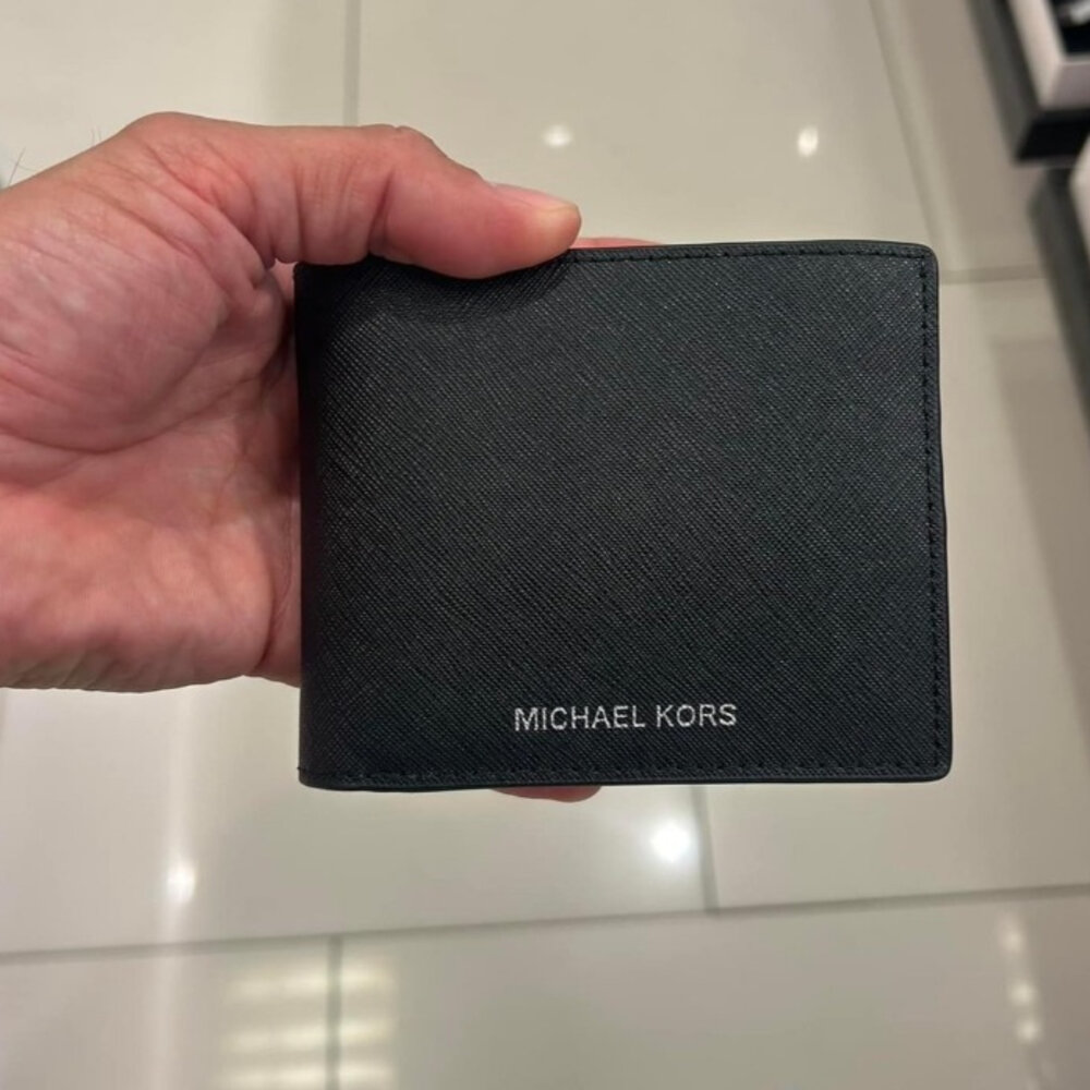 Michael kors Mk 短夾 經典 滿版 搭配鐵牌logo 防刮 男生短夾 八卡 零錢袋 正品 現貨 美國代購-圖片-7