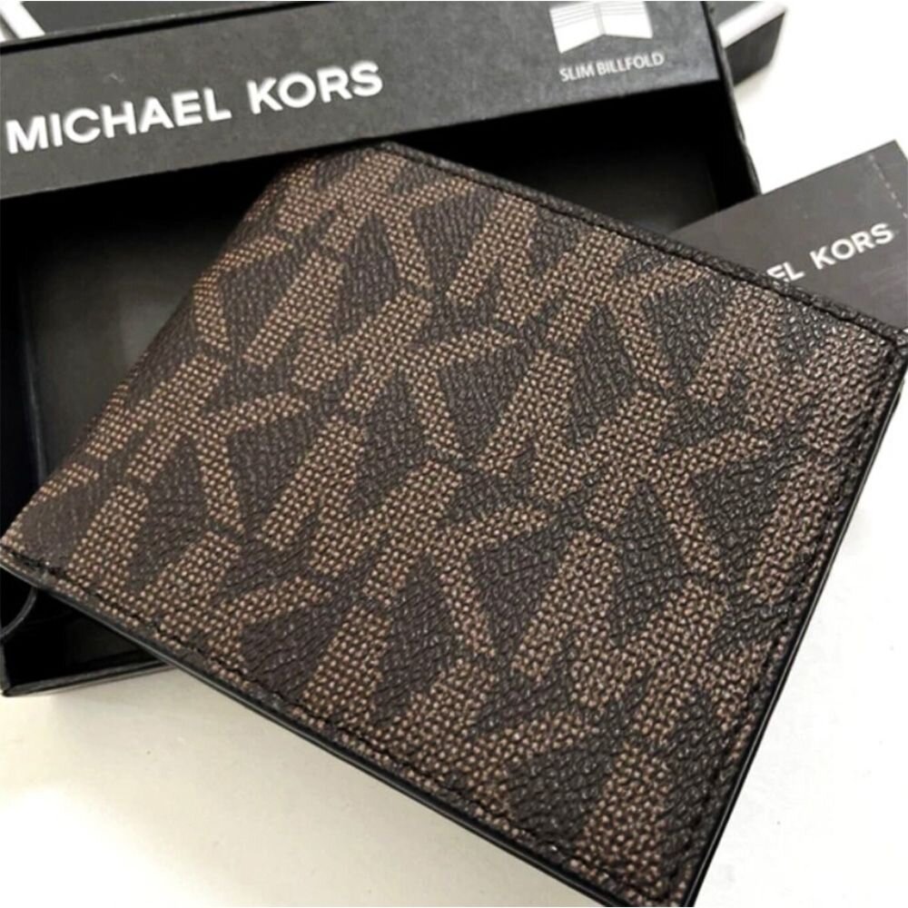 Michael kors Mk 短夾 經典 滿版 搭配鐵牌logo 防刮 男生短夾 八卡 零錢袋 正品 現貨 美國代購-圖片-8