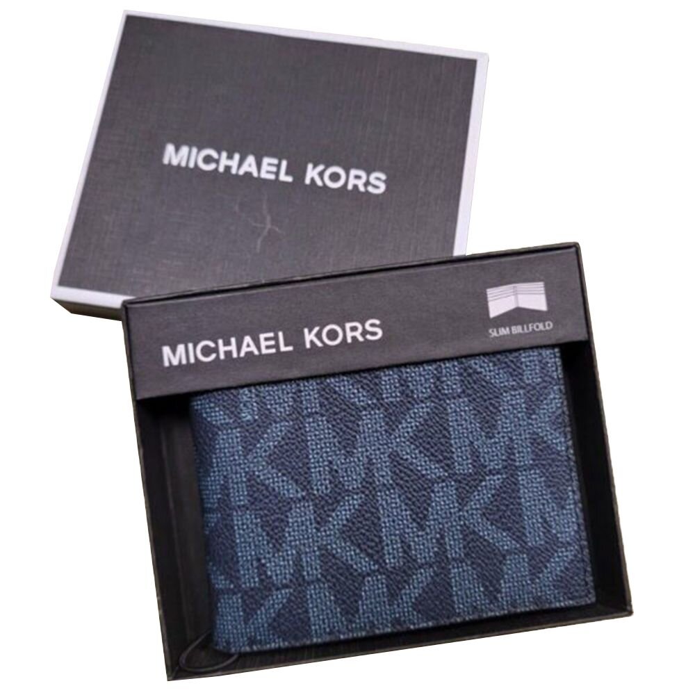 Michael kors Mk 短夾 經典 滿版 搭配鐵牌logo 防刮 男生短夾 八卡 零錢袋 正品 現貨 美國代購-圖片-9