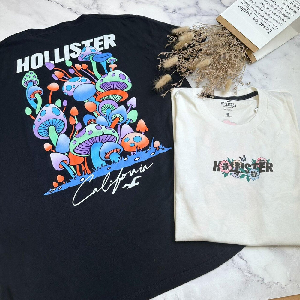 23450346347-Hollister HCO  短袖t恤 背後花卉/蘑菇 海鷗  大LOGO 衣服 短TEE 上衣 素t