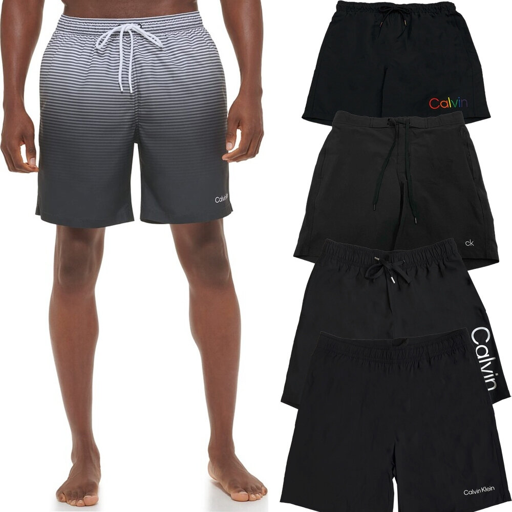 Calvin Klein 凱文克萊 CK 短褲 海灘褲 男生短褲 膝上短褲 聚酯纖維 舒適透氣 美國代購-圖片-1