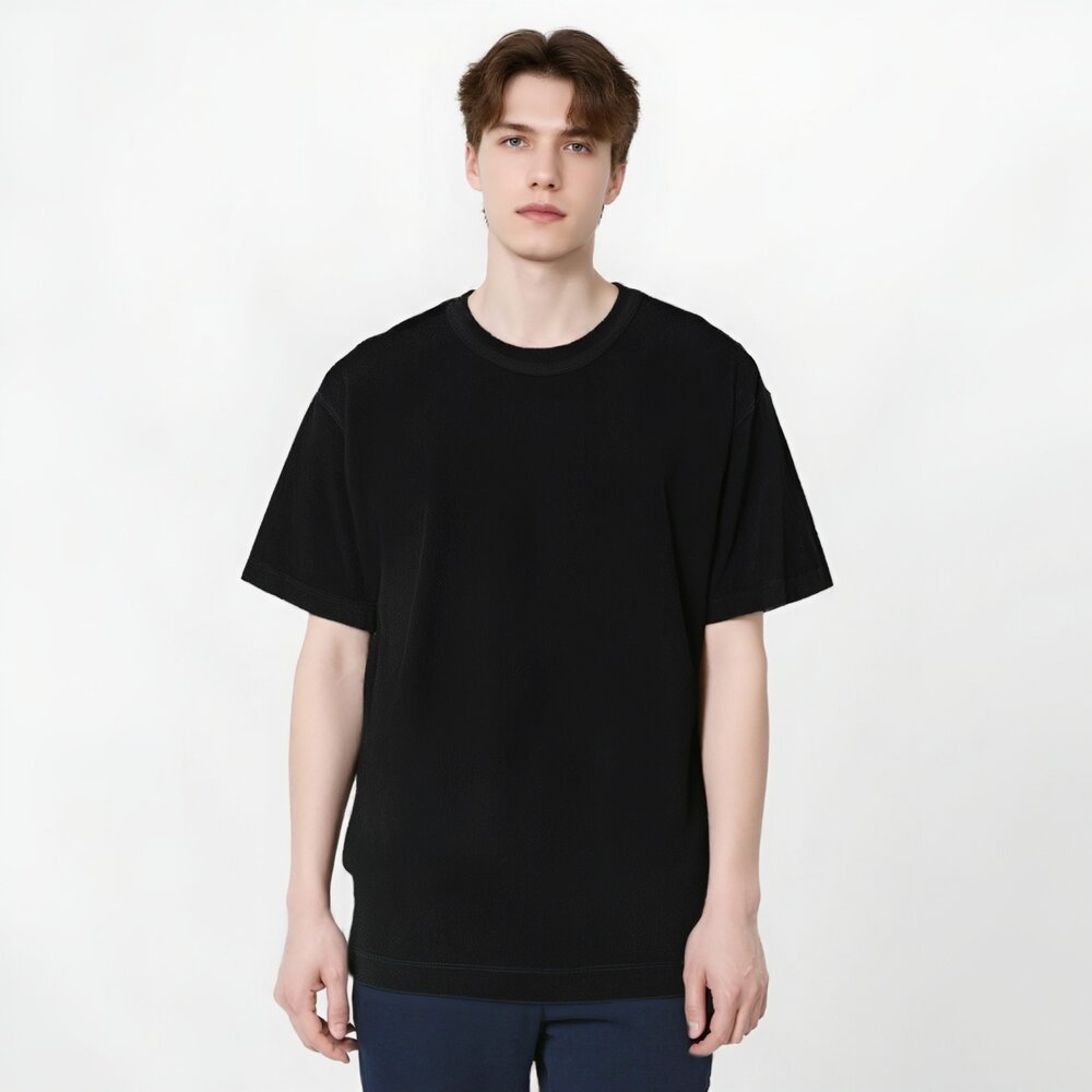 夏季 涼感 抗菌 抗UV 頂級230g重磅 不透光 不激凸 寬版 落肩 T恤-圖片-1