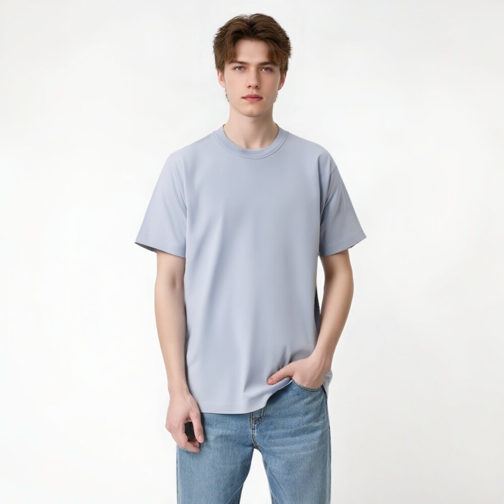 夏季 涼感 抗菌 抗UV 頂級230g重磅 不透光 不激凸 寬版 落肩 T恤-圖片-4