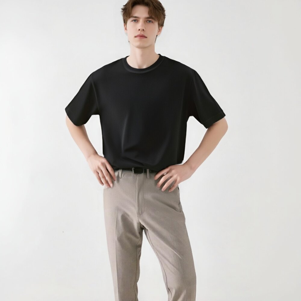 夏季 涼感 抗菌 抗UV 頂級230g重磅 不透光 不激凸 寬版 落肩 T恤-圖片-6