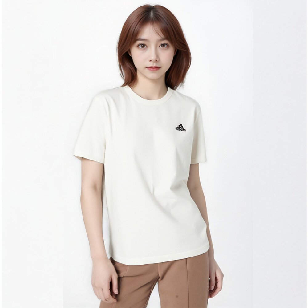 adidas 圓領 短袖 電繡 純棉 經典LOGO 男女可穿-圖片-1