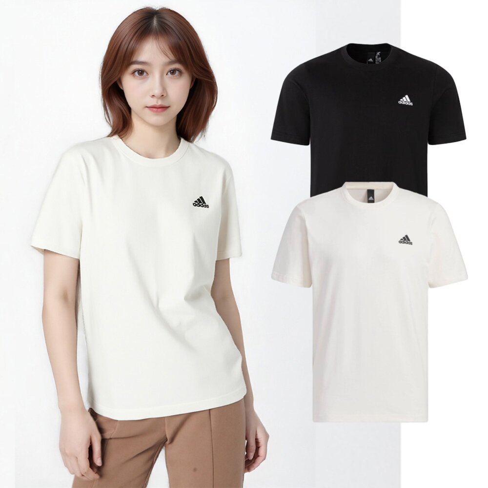 250710175552-adidas 圓領 短袖 電繡 純棉 經典LOGO 男女可穿