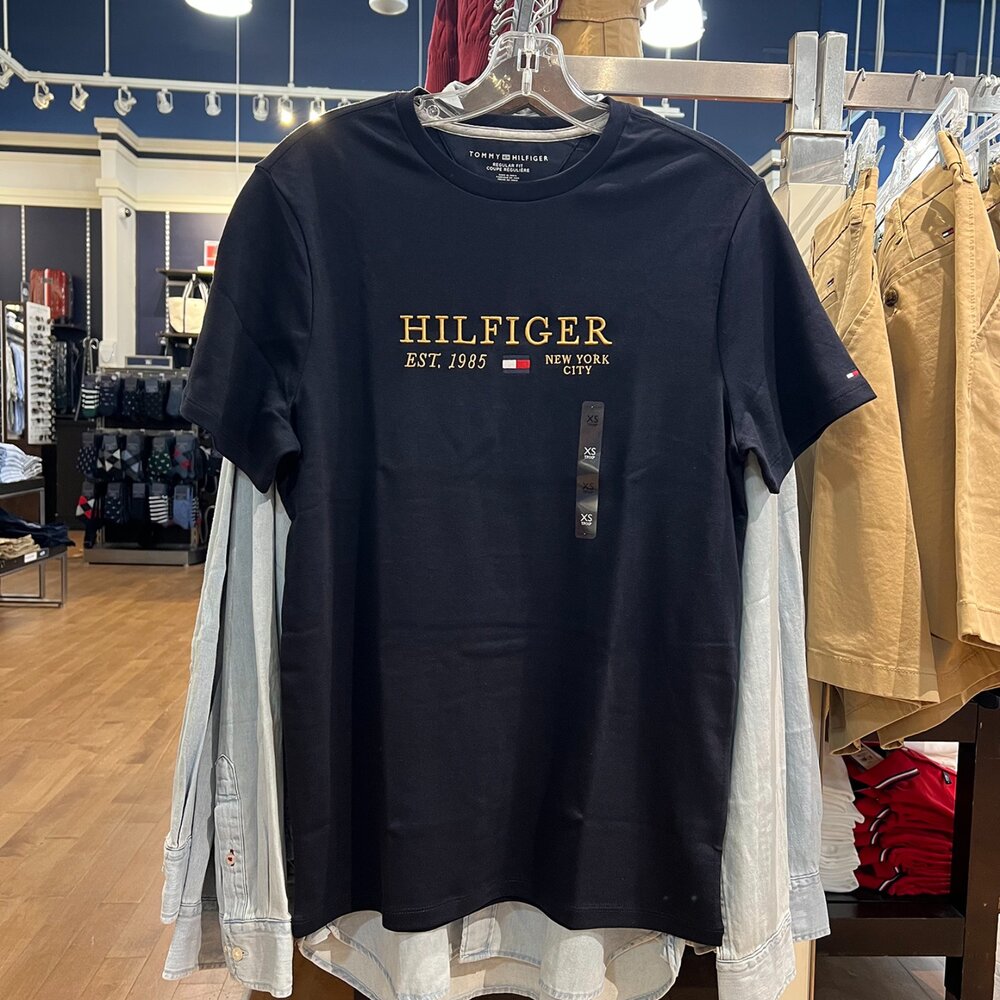 Tommy Hilfiger 深藍色1985 金字刺繡 純棉 圓領短袖 T恤-圖片-2