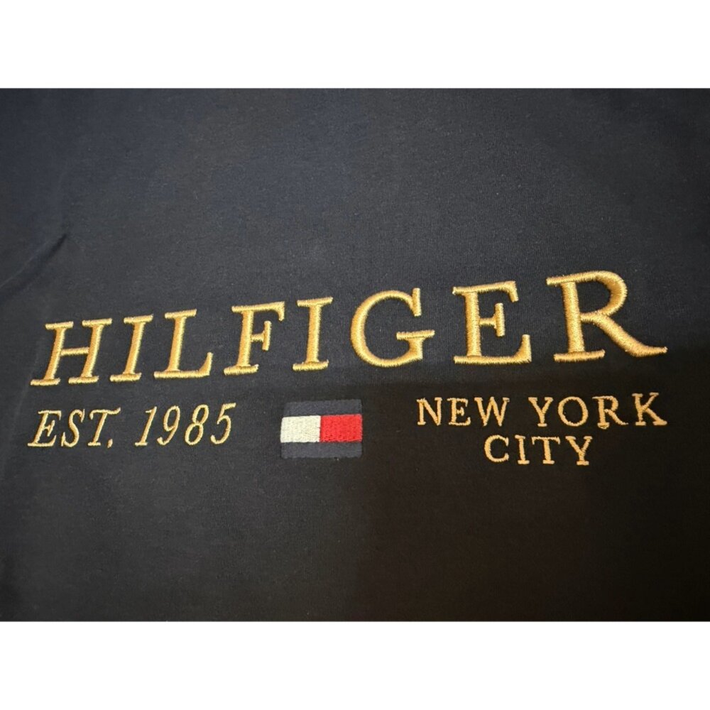 Tommy Hilfiger 深藍色1985 金字刺繡 純棉 圓領短袖 T恤-圖片-4