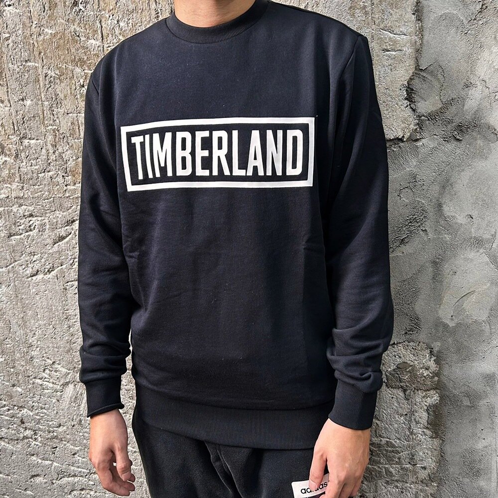TIMBERLAND 圓領 長袖 大學T 內裏毛圈 立體印膠LOGO 男女款 男生上衣 男生衣著-圖片-1