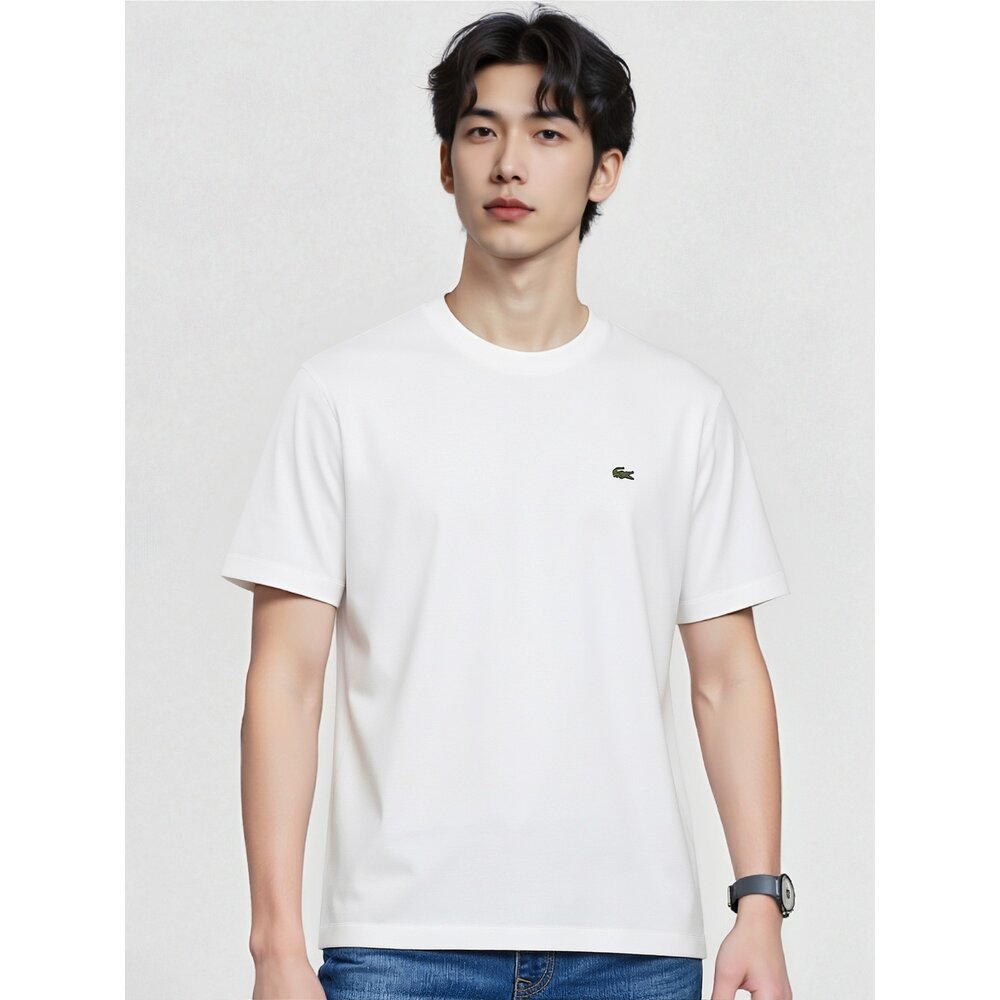 鱷魚 Lacoste 刺繡 經典小Logo 上衣 素面 短袖 素T 短T 情侶衣-圖片-1