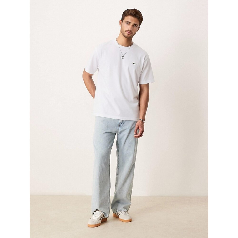 鱷魚 Lacoste 刺繡 經典小Logo 上衣 素面 短袖 素T 短T 情侶衣-圖片-2