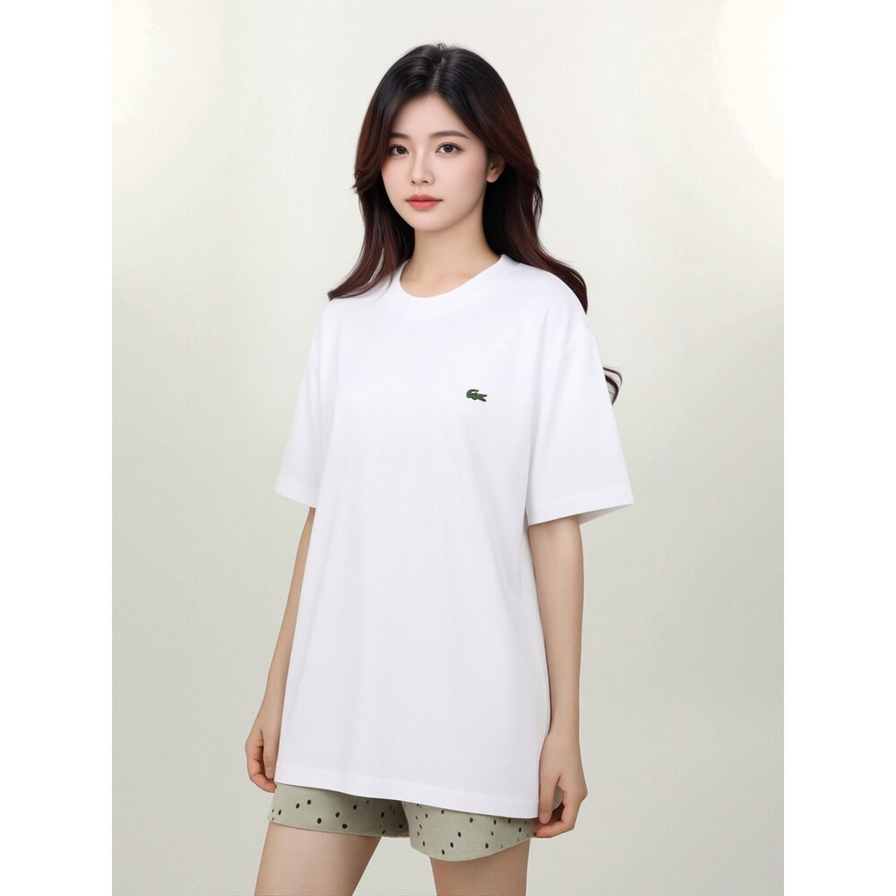 鱷魚 Lacoste 刺繡 經典小Logo 上衣 素面 短袖 素T 短T 情侶衣-圖片-4