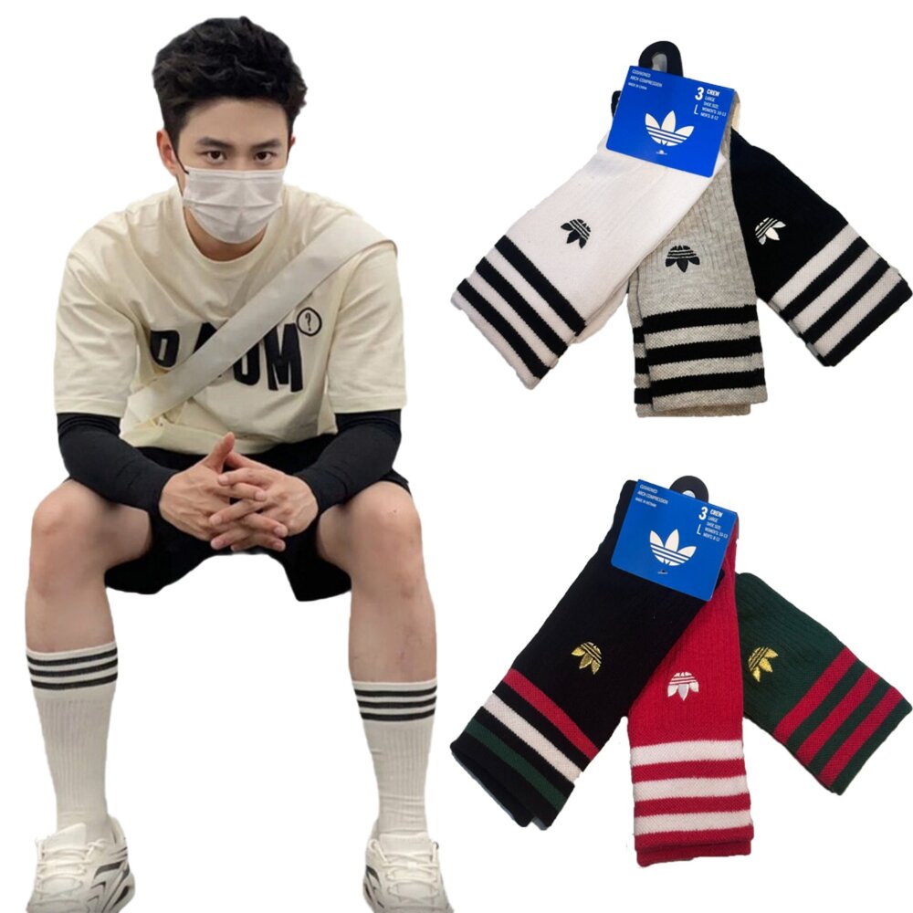 260331171650-愛迪達 Adidas Originals 三葉草金標刺繡 中筒襪 3雙入 刺繡LOGO  美國原裝進口