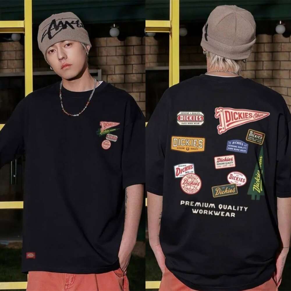 Dickies 重磅 塗鴉 貼布 經典LOGO 徽章 小雛菊 復古短T-圖片-1