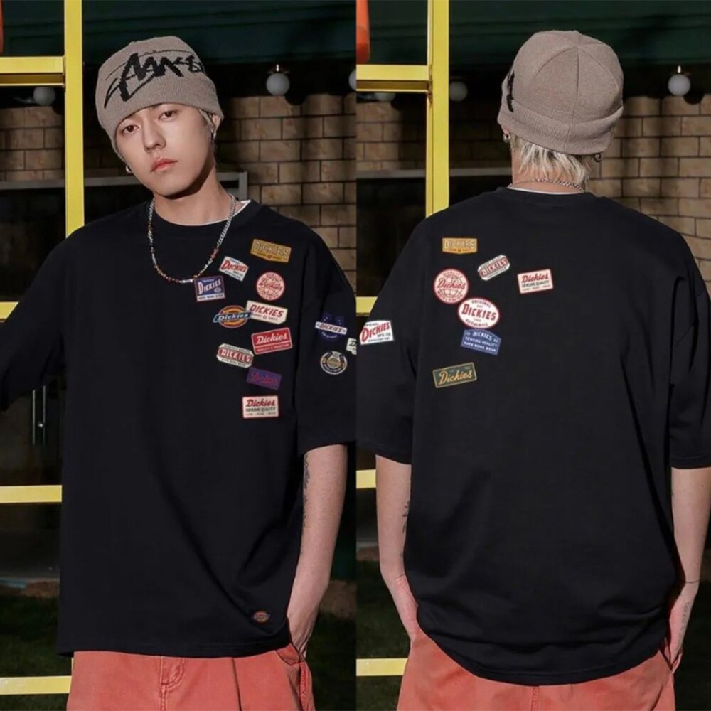Dickies 重磅 塗鴉 貼布 經典LOGO 徽章 小雛菊 復古短T-圖片-2