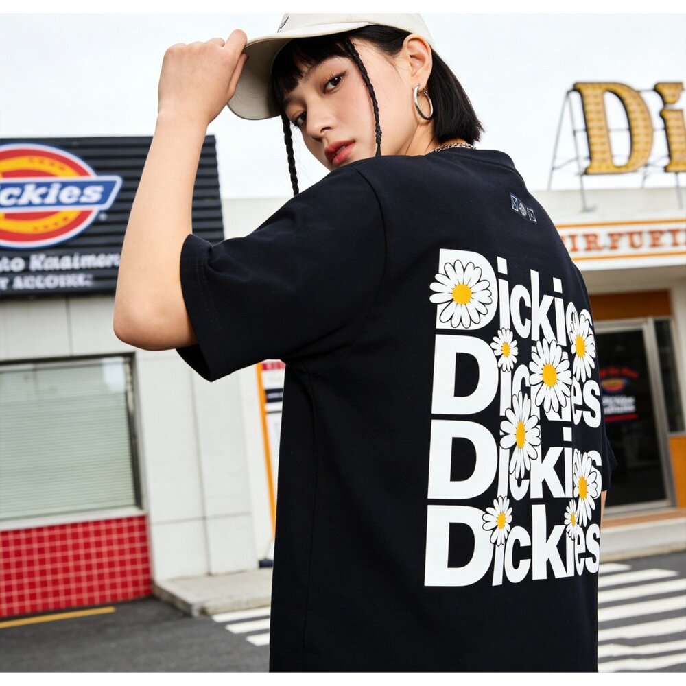 Dickies 重磅 塗鴉 貼布 經典LOGO 徽章 小雛菊 復古短T-圖片-3