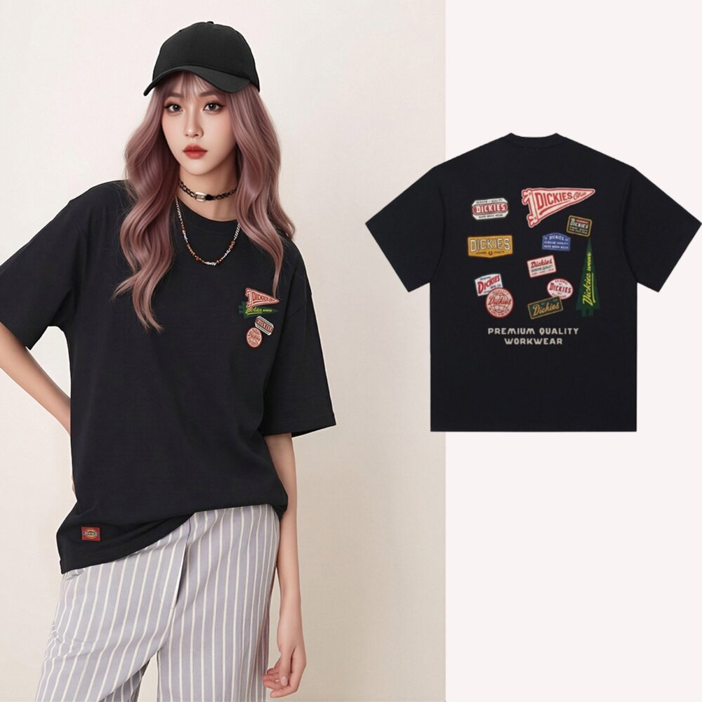 Dickies 重磅 塗鴉 貼布 經典LOGO 徽章 小雛菊 復古短T-圖片-6