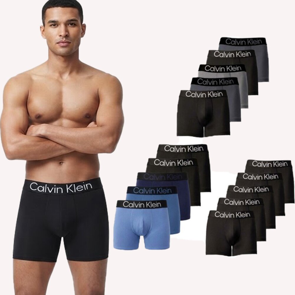 260911131555-Calvin Klein 男內褲 CK四角褲 經典Logo腰帶 超細纖維彈性平口 男生內褲 多色/五入組